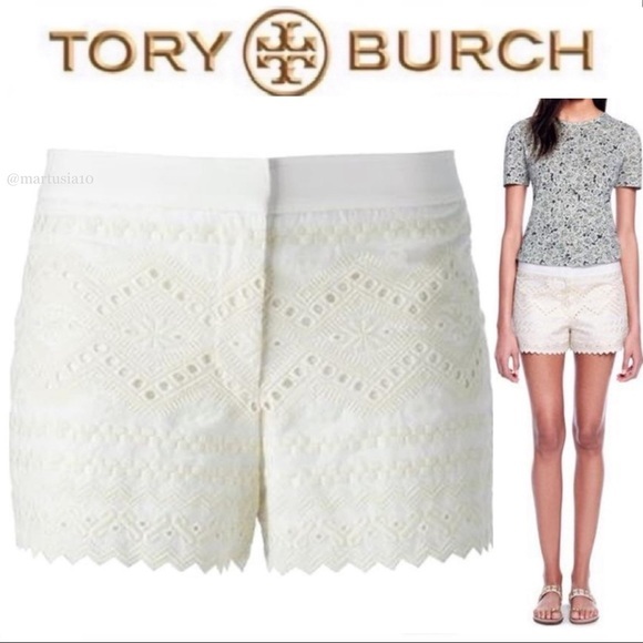 Tory Burch Pants - TORY BURCH Veronique White Cream Embroidered Lace Shorts Size 6 $195